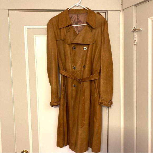 Vintage Other - VTG Men’s Leather Double Breasted Trench Coat